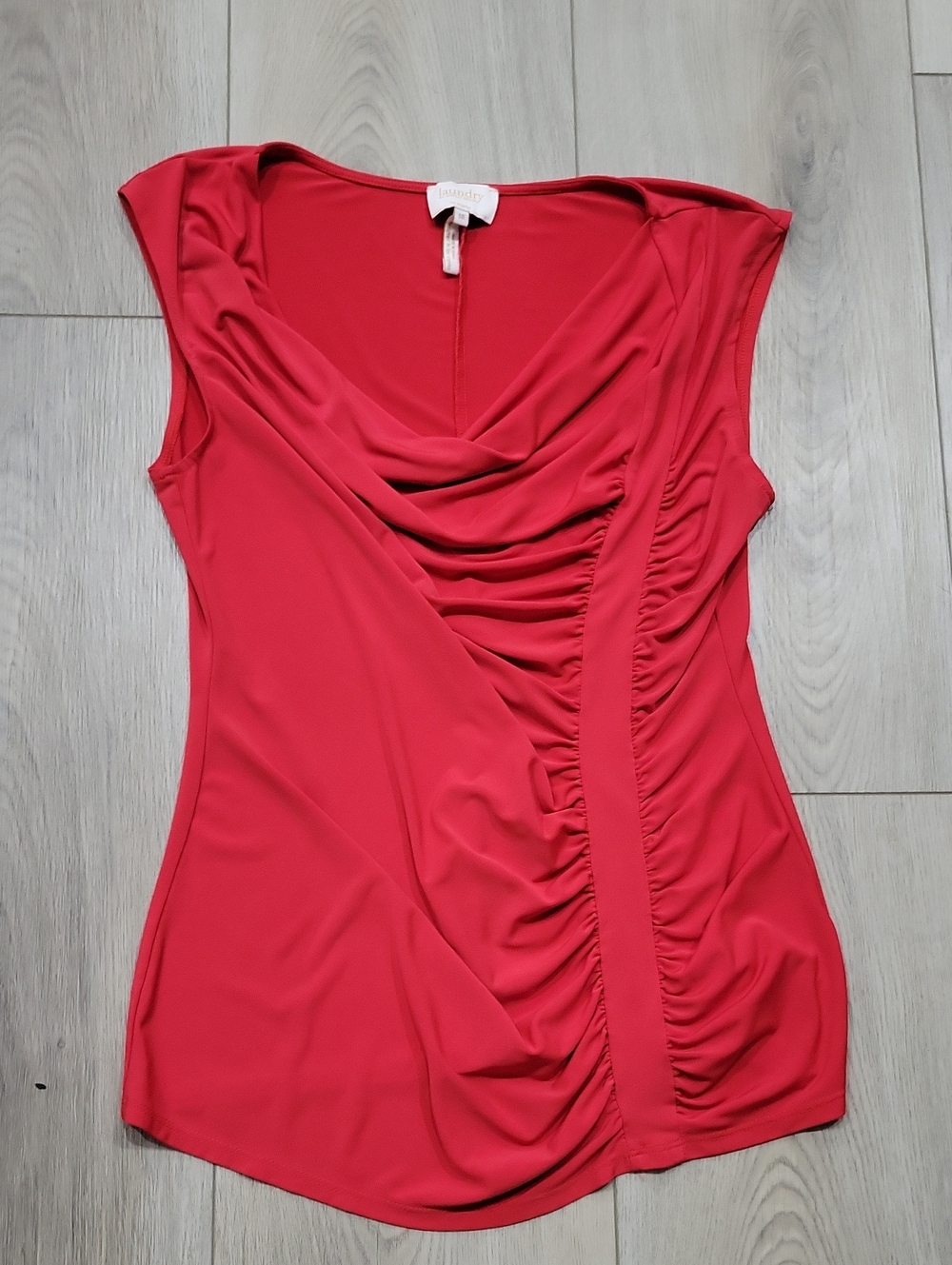 Laundry By Shelli Segal Red Sleeveless Ruched Cowl Top